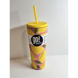 Go!  Stainless Double Wall Insulated Tumbler With Straw 24 fl Oz  Cold 24 HR NEW